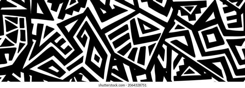 Unique Geometric Vector Seamless Pattern made in ethnic style. Aztec textile print. African traditional design. Creative boho pattern. Perfect for site backgrounds, wrapping paper and fabric design.