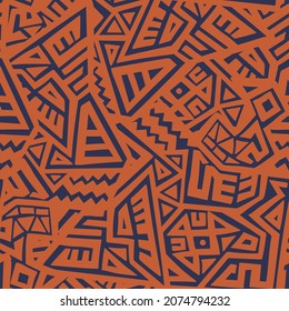 Unique Geometric Vector Seamless Pattern made in ethnic style. Aztec textile print. African traditional design. Creative boho pattern. Perfect for site backgrounds, wrapping paper and fabric design.