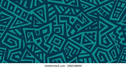 Unique Geometric Vector Seamless Pattern made in ethnic style. Aztec textile print. African traditional design. Creative boho pattern. Perfect for site backgrounds, wrapping paper and fabric design.