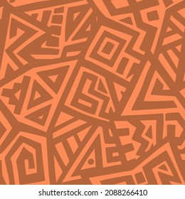 Unique Geometric Vector Seamless Pattern made in ethnic style. Aztec textile print. African traditional design. Creative boho pattern. Perfect for site backgrounds, wrapping paper and fabric design.