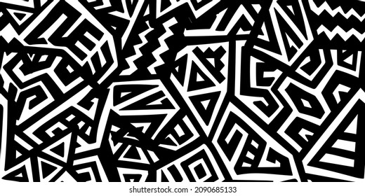 Unique Geometric Vector Seamless Pattern made in ethnic style. Aztec textile print. African traditional design. Creative boho pattern. Perfect for site backgrounds, wrapping paper and fabric design.