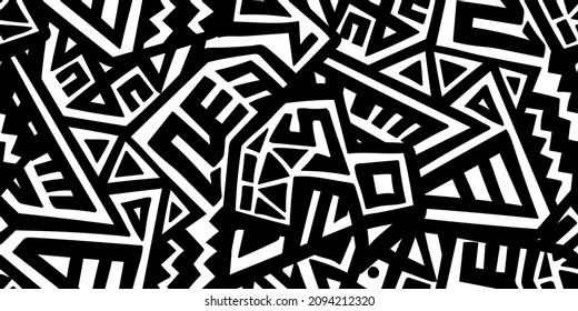 Unique Geometric Vector Seamless Pattern made in ethnic style. Aztec textile print. African traditional design. Creative boho pattern. Perfect for site backgrounds, wrapping paper and fabric design.