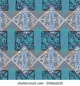 Unique Geometric Vector Seamless Pattern made in ethnic style. Textile print. Perfect for site backgrounds, wrapping paper and fabric design.

