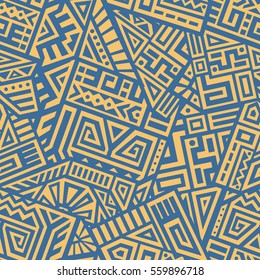 Unique Geometric Vector Seamless Pattern made in ethnic style. Aztec textile print. Perfect for site backgrounds, wrapping paper and fabric design.