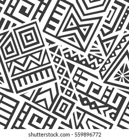 Unique Geometric Vector Seamless Pattern made in ethnic style. Aztec textile print. Perfect for site backgrounds, wrapping paper and fabric design.