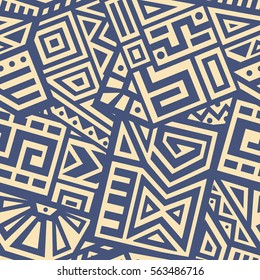 Unique Geometric Vector Seamless Pattern made in ethnic style. Aztec textile print. Perfect for site backgrounds, wrapping paper and fabric design.
