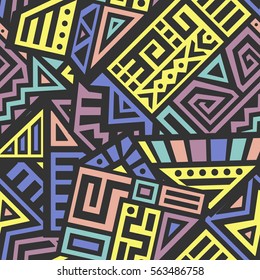 Unique Geometric Vector Seamless Pattern made in ethnic style. Aztec textile print. Perfect for site backgrounds, wrapping paper and fabric design.