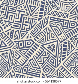 Unique Geometric Vector Seamless Pattern made in ethnic style. Aztec textile print. Perfect for site backgrounds, wrapping paper and fabric design.