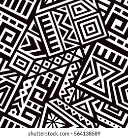 Unique Geometric Vector Seamless Pattern made in ethnic style. Aztec textile print. Perfect for site backgrounds, wrapping paper and fabric design.