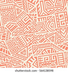 Unique Geometric Vector Seamless Pattern made in ethnic style. Aztec textile print. Perfect for site backgrounds, wrapping paper and fabric design.