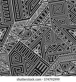 Unique Geometric Vector Seamless Pattern made in ethnic style. Aztec textile print. Perfect for site backgrounds, wrapping paper and fabric design.