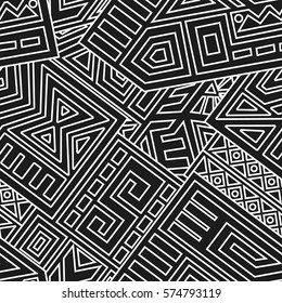 Unique Geometric Vector Seamless Pattern made in ethnic style. Aztec textile print. Perfect for site backgrounds, wrapping paper and fabric design.