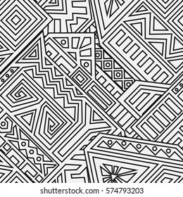 Unique Geometric Vector Seamless Pattern made in ethnic style. Aztec textile print. Perfect for site backgrounds, wrapping paper and fabric design.