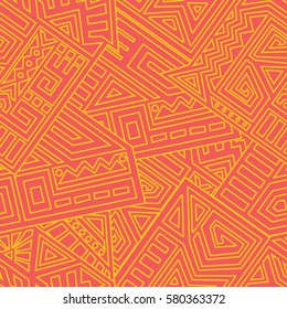 Unique Geometric Vector Seamless Pattern made in ethnic style. Aztec textile print. Perfect for site backgrounds, wrapping paper and fabric design.