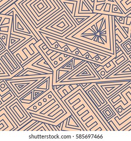 Unique Geometric Vector Seamless Pattern made in ethnic style. Aztec textile print. Perfect for site backgrounds, wrapping paper and fabric design.