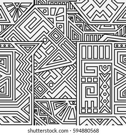 Unique Geometric Vector Seamless Pattern made in ethnic style. Aztec textile print. Perfect for site backgrounds, wrapping paper and fabric design.