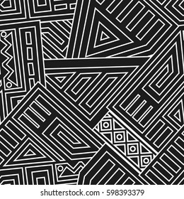 Unique Geometric Vector Seamless Pattern made in ethnic style. Aztec textile print. Perfect for site backgrounds, wrapping paper and fabric design.