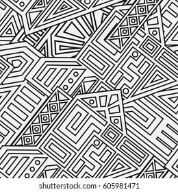 Unique Geometric Vector Seamless Pattern made in ethnic style. Aztec textile print. Perfect for site backgrounds, wrapping paper and fabric design.