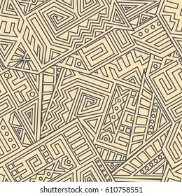 Unique Geometric Vector Seamless Pattern made in ethnic style. Aztec textile print. Perfect for site backgrounds, wrapping paper and fabric design.