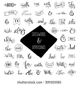 Unique giant collection of real ink ampersands and catchwords. Great vector design set for wedding invitations, save the date cards and other stationary.