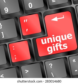 unique gifts, events button on the keyboard keys - holiday concept, vector
