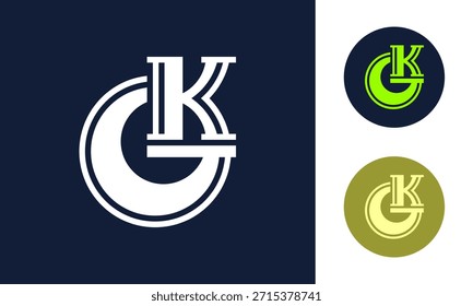Logotipo único del monograma de GK o KG