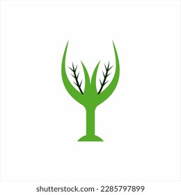 Unique glass logo design with leaves and twigs.