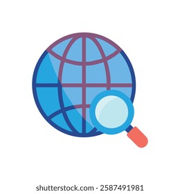 Unique Globe with Magnifier Icon Design