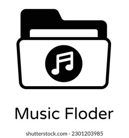 A unique glyph style icon of music folder 