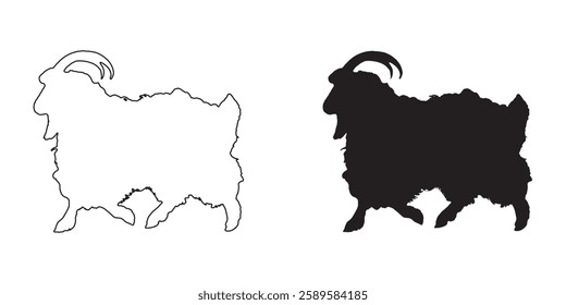 Unique Goat Silhouette - Artistic Goat Outline for Designers
