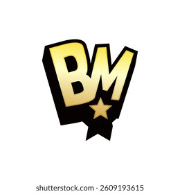Unique Gold BM Letter Logo Vector