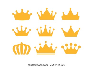 Unique golden crown vector illustration set for party decorations, golden crown, crown collection, luxury, elegant, premium, majestic, decorative, crownlike, imagery, ornate, prestigious, affinity