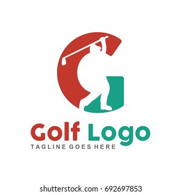 Unique golf logo with minimalist shapes and colors