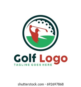 Unique golf logo with minimalist shapes and colors