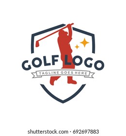Unique golf logo with minimalist shapes and colors