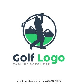 Unique golf logo with minimalist shapes and colors