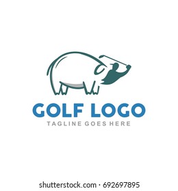 Unique golf logo with minimalist shapes and colors