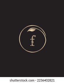 A unique  and gorgeous natural ornamental letter type F vector logo template