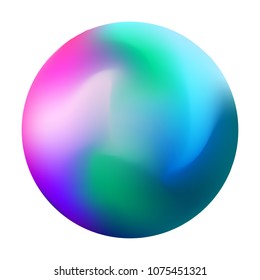 Unique gradient mesh orb with mixed colors. Flowing sphere with wave or dynamic blur effect. Vector illustration EPS 10