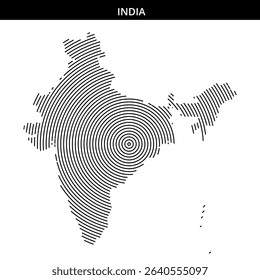 Unique graphic representation of India featuring circular lines.