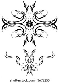 Unique graphics useful as decorations, ornaments and separators. Black designs on a white background.