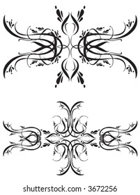 Unique graphics useful as decorations, ornaments and separators. Black designs on a white background.