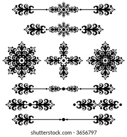 Unique graphics useful as page dividers, decorations, ornaments and separators.