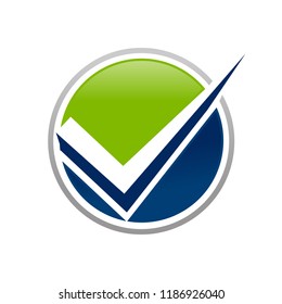 Unique Green Blue Check Mark Circle Symbol Graphic Design