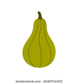 Unique green gourd with pear-like shape, isolated on white, ideal for seasonal food or gardening illustrations