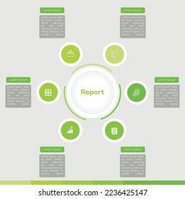 Elemento infográfico verde único redondeado con panel de descripción