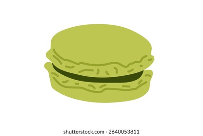 Unique green macaron dessert in minimalist design showcasing its delicate layers