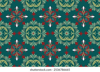 A unique green pattern with a simple, soothing look that is powerful and beautiful, featuring small flowers scattered throughout.