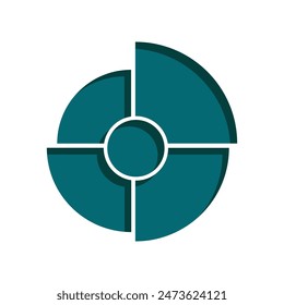 círculo de cuarto verde único. estilo de diseño plano. Adecuado para presentaciones, power points, aprendizaje, economía, etc. diseño Plantilla de Vector.