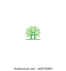 Unique green tree logo with green color.